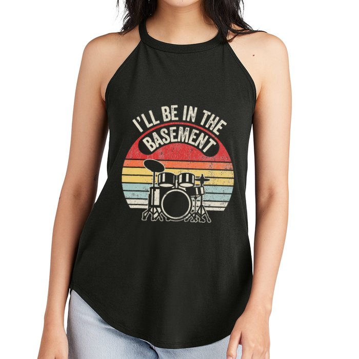 ILl Be In The Basement Drum Set Retro Vibe Women's Perfect Tri Rocker Tank