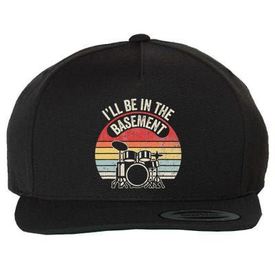 ILl Be In The Basement Drum Set Retro Vibe Wool Snapback Cap