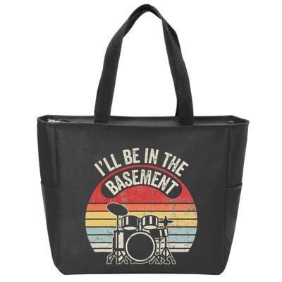 ILl Be In The Basement Drum Set Retro Vibe Zip Tote Bag