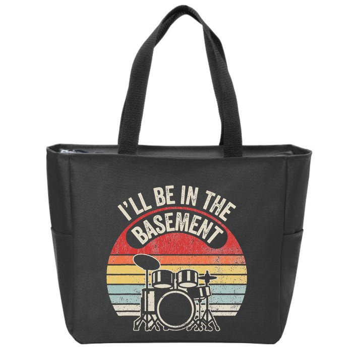 ILl Be In The Basement Drum Set Retro Vibe Zip Tote Bag