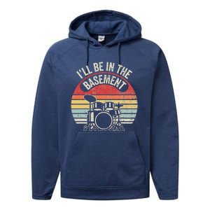 ILl Be In The Basement Drum Set Retro Vibe Performance Fleece Hoodie