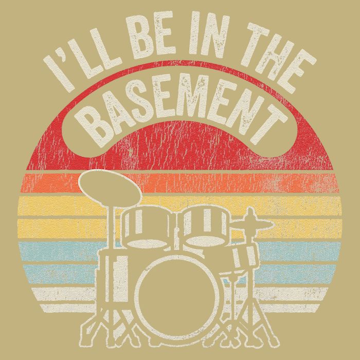 ILl Be In The Basement Drum Set Retro Vibe Magnet