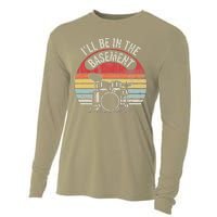 ILl Be In The Basement Drum Set Retro Vibe Cooling Performance Long Sleeve Crew