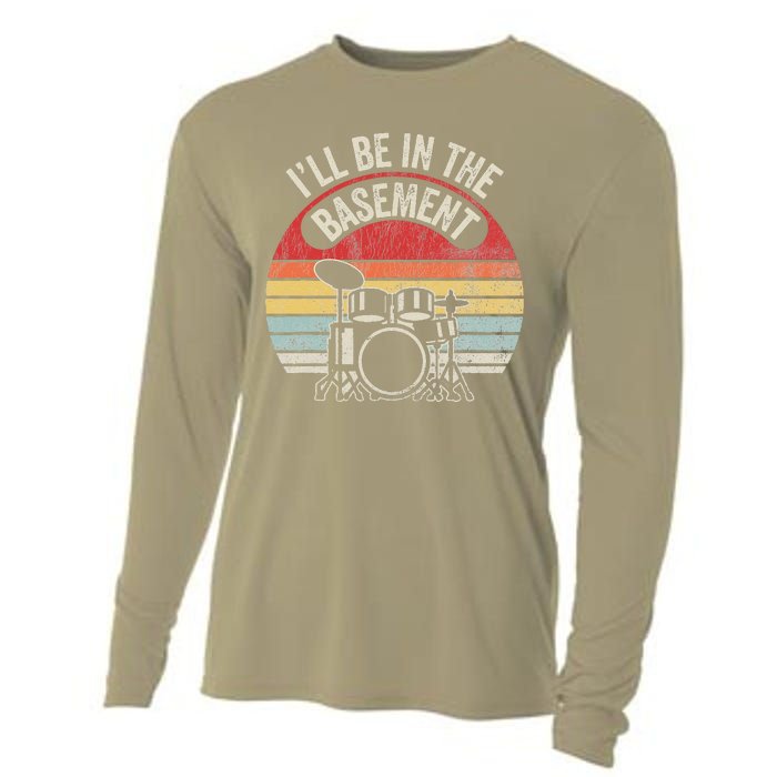 ILl Be In The Basement Drum Set Retro Vibe Cooling Performance Long Sleeve Crew