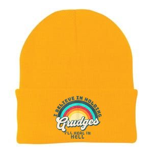 I Believe In Holding Grudges I'll Heal In Hell Heart Rainbow Knit Cap Winter Beanie