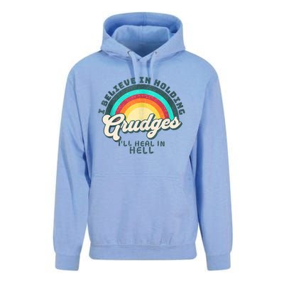 I Believe In Holding Grudges I'll Heal In Hell Heart Rainbow Unisex Surf Hoodie