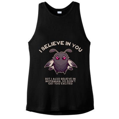 I Believe In You But I Also Believe In Mothman Funny Cryptid Ladies PosiCharge Tri-Blend Wicking Tank