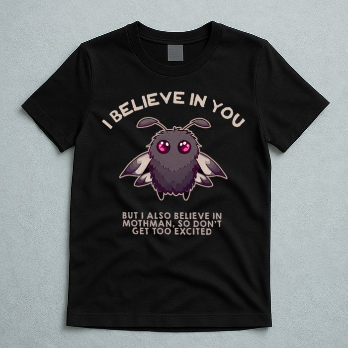 I Believe In You But I Also Believe In Mothman Funny Cryptid T-Shirt