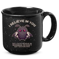 I Believe In You But I Also Believe In Mothman Funny Cryptid 15oz Campfire Ceramic Mug