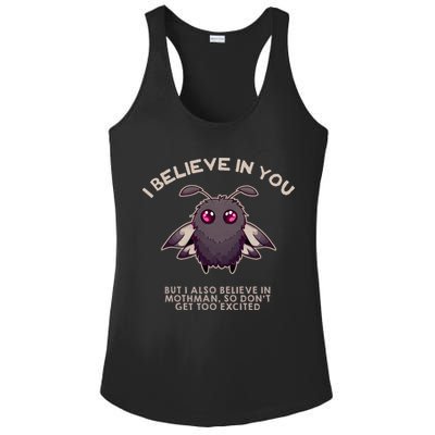 I Believe In You But I Also Believe In Mothman Funny Cryptid Ladies PosiCharge Competitor Racerback Tank