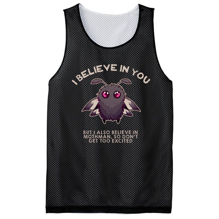 I Believe In You But I Also Believe In Mothman Funny Cryptid Mesh Reversible Basketball Jersey Tank