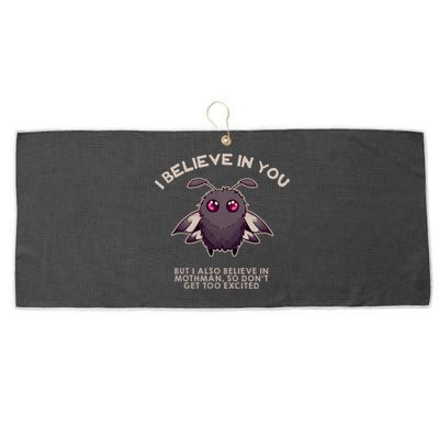 I Believe In You But I Also Believe In Mothman Funny Cryptid Large Microfiber Waffle Golf Towel