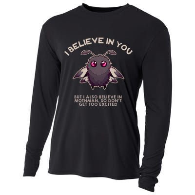 I Believe In You But I Also Believe In Mothman Funny Cryptid Cooling Performance Long Sleeve Crew