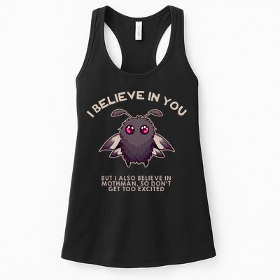 I Believe In You But I Also Believe In Mothman Funny Cryptid Womens Tank Top
