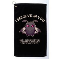 I Believe In You But I Also Believe In Mothman Funny Cryptid Golf Towel