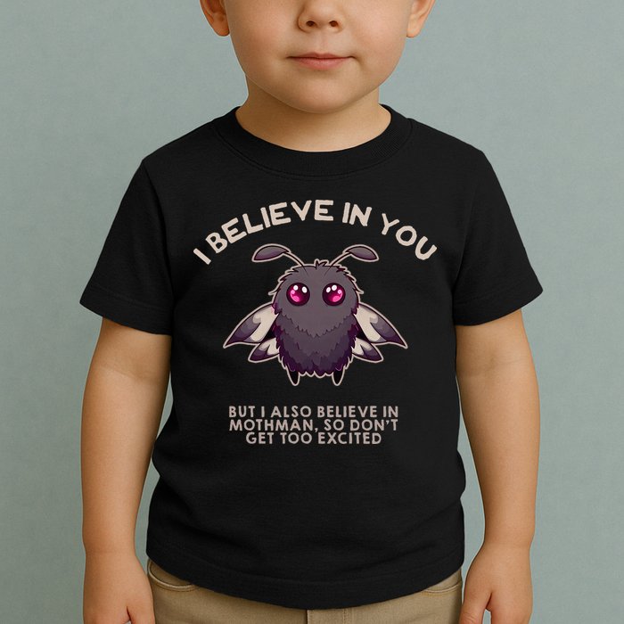 I Believe In You But I Also Believe In Mothman Funny Cryptid Toddler T-Shirt
