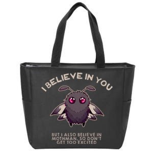 I Believe In You But I Also Believe In Mothman Funny Cryptid Zip Tote Bag