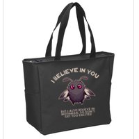I Believe In You But I Also Believe In Mothman Funny Cryptid Zip Tote Bag