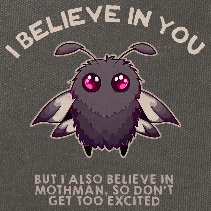 I Believe In You But I Also Believe In Mothman Funny Cryptid Cotton Canvas Backpack