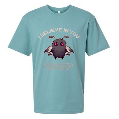 I Believe In You But I Also Believe In Mothman Funny Cryptid Sueded Cloud Jersey T-Shirt