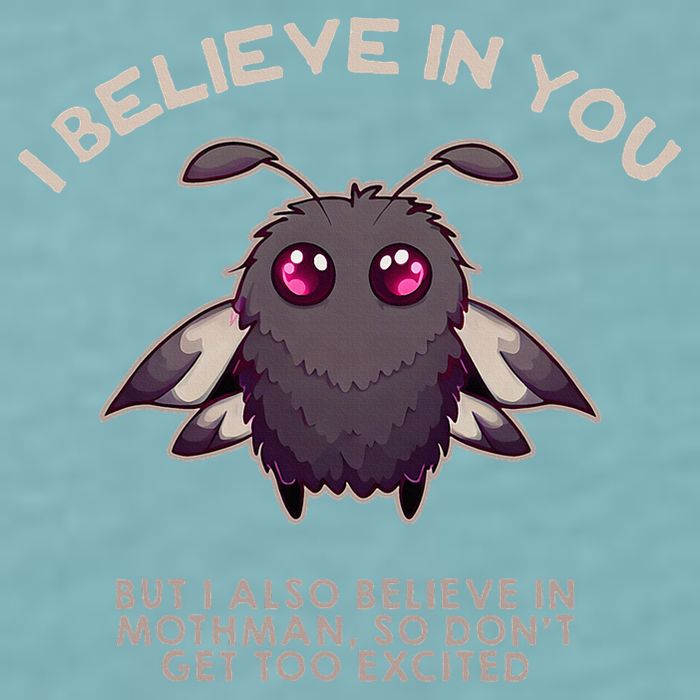 I Believe In You But I Also Believe In Mothman Funny Cryptid Sueded Cloud Jersey T-Shirt
