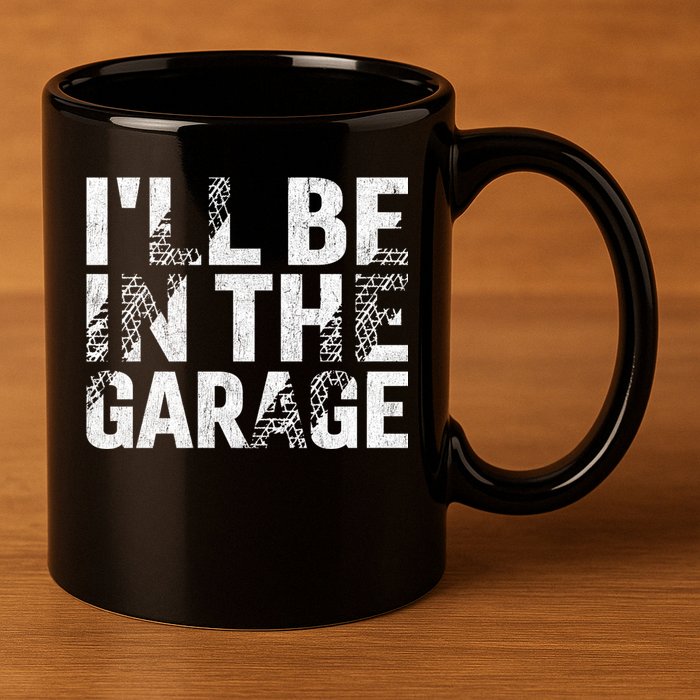ILl Be In The Garage Dad Car Mechanic Garage Fathers Day 11oz C Handle Ceramic Mug