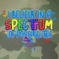 I Believe In A Spectrum Of Possibilities Retro Autism Bow Legacy Tie Dye Trucker Hat