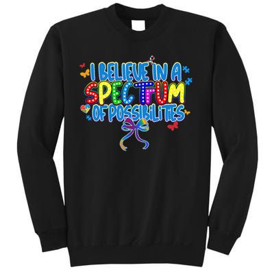 I Believe In A Spectrum Of Possibilities Retro Autism Bow Sweatshirt