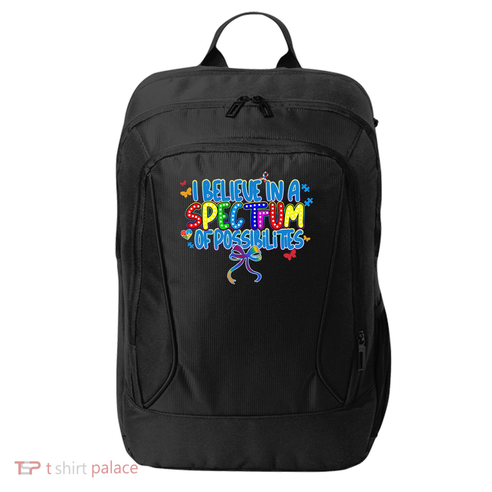 I Believe In A Spectrum Of Possibilities Retro Autism Bow City Backpack