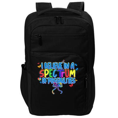 I Believe In A Spectrum Of Possibilities Retro Autism Bow Impact Tech Backpack