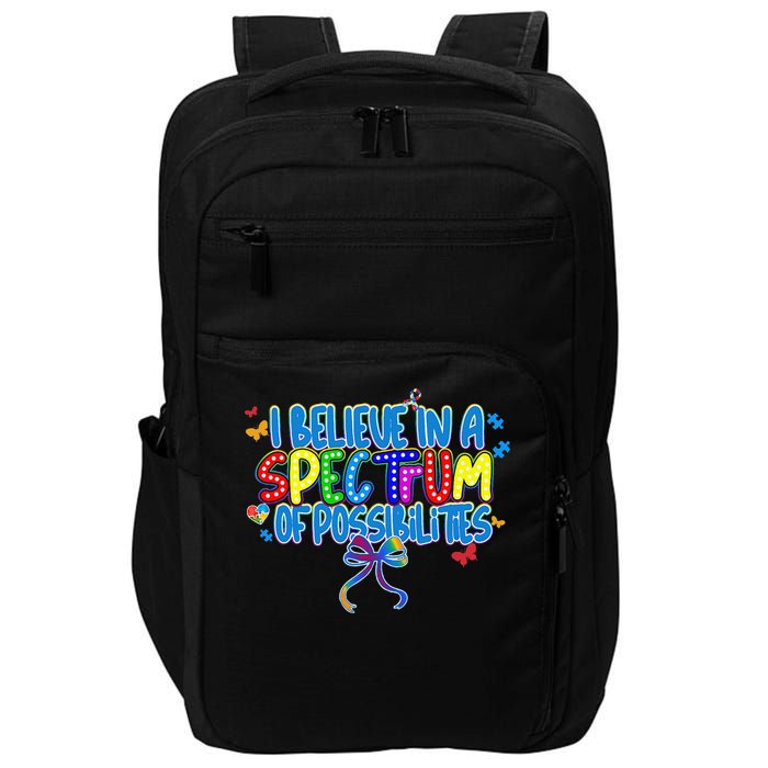 I Believe In A Spectrum Of Possibilities Retro Autism Bow Impact Tech Backpack