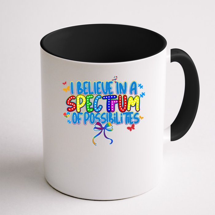 I Believe In A Spectrum Of Possibilities Retro Autism Bow Mug