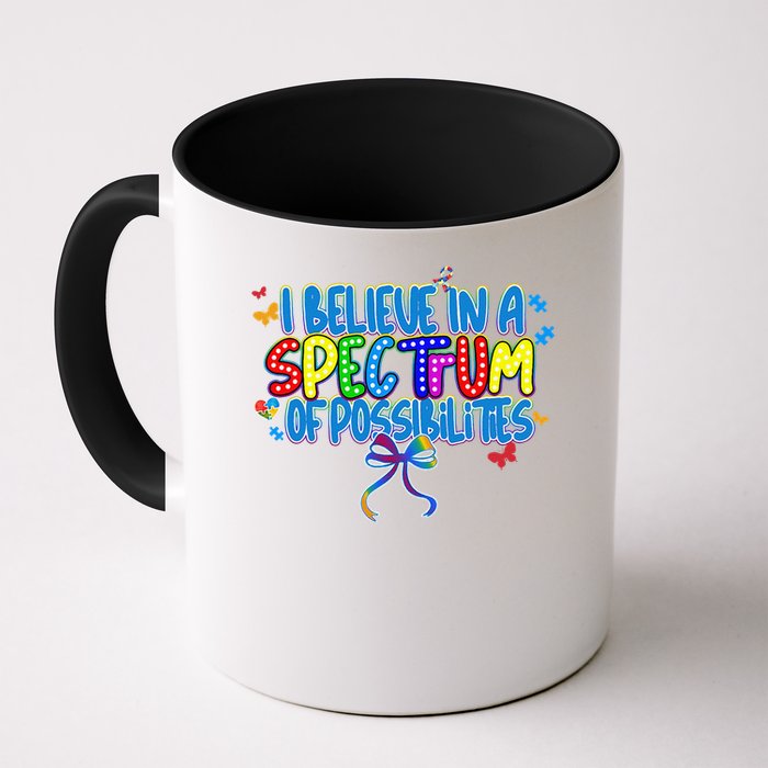 I Believe In A Spectrum Of Possibilities Retro Autism Bow Mug