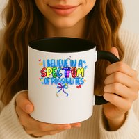 I Believe In A Spectrum Of Possibilities Retro Autism Bow Mug