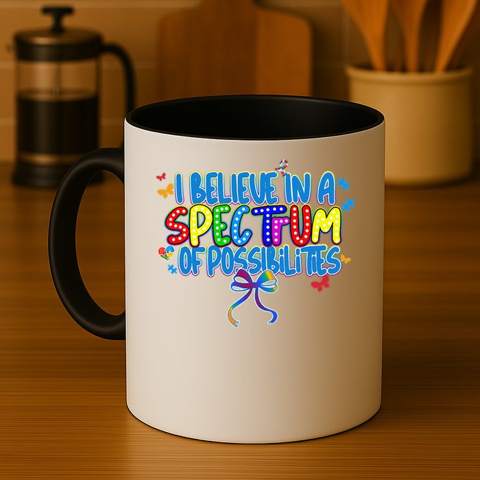 I Believe In A Spectrum Of Possibilities Retro Autism Bow Mug