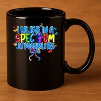 I Believe In A Spectrum Of Possibilities Retro Autism Bow 11oz C Handle Ceramic Mug