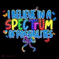 I Believe In A Spectrum Of Possibilities Retro Autism Bow Ladies Essential Flowy Tank