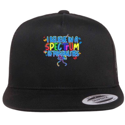 I Believe In A Spectrum Of Possibilities Retro Autism Bow Flatbill Hat