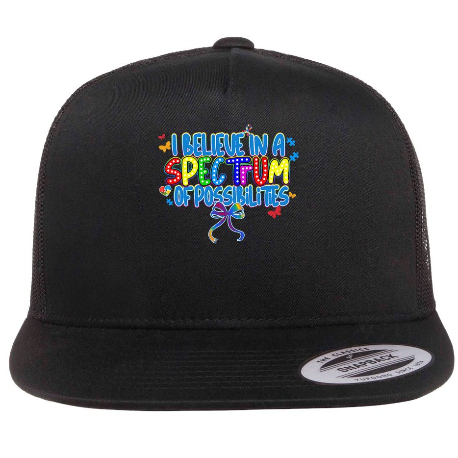I Believe In A Spectrum Of Possibilities Retro Autism Bow Flatbill Hat