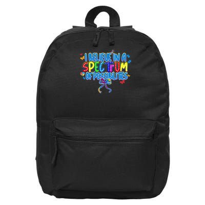 I Believe In A Spectrum Of Possibilities Retro Autism Bow 16 in Basic Backpack