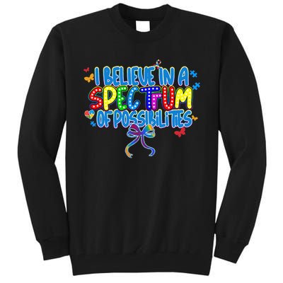I Believe In A Spectrum Of Possibilities Retro Autism Bow Tall Sweatshirt