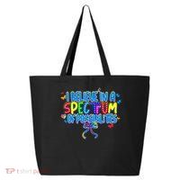 I Believe In A Spectrum Of Possibilities Retro Autism Bow 25L Jumbo Tote