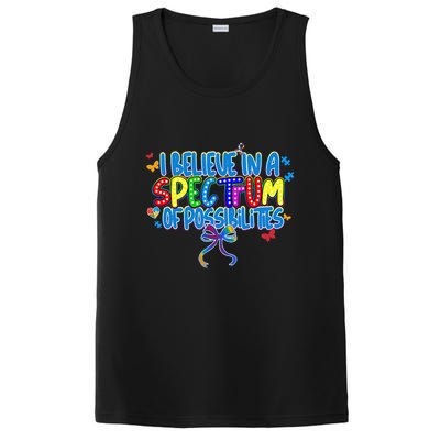I Believe In A Spectrum Of Possibilities Retro Autism Bow PosiCharge Competitor Tank