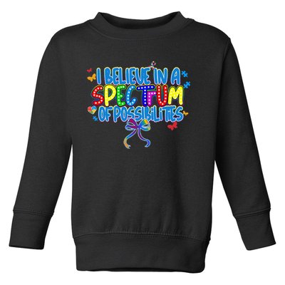 I Believe In A Spectrum Of Possibilities Retro Autism Bow Toddler Sweatshirt