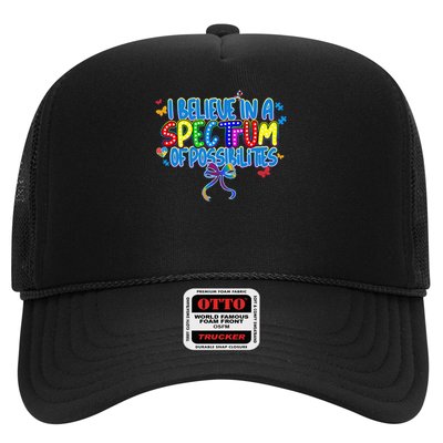 I Believe In A Spectrum Of Possibilities Retro Autism Bow Trucker Hat