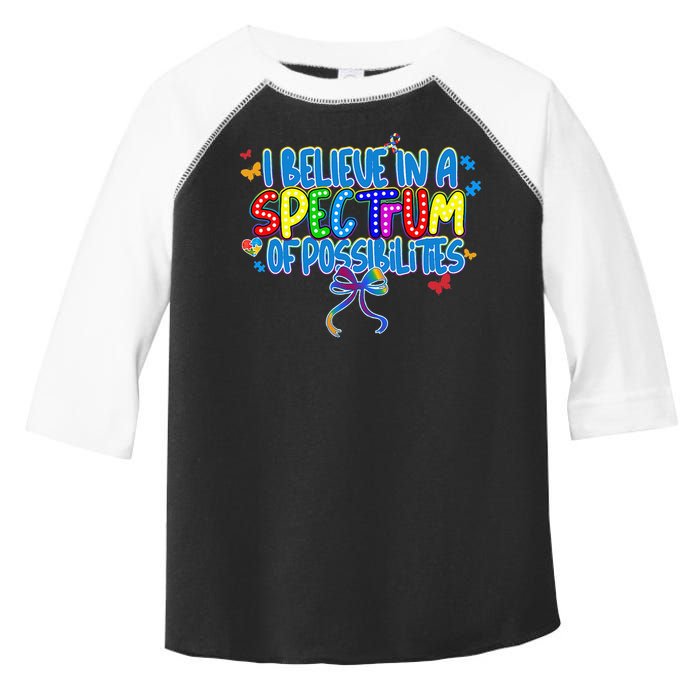 I Believe In A Spectrum Of Possibilities Retro Autism Bow Toddler Fine Jersey T-Shirt