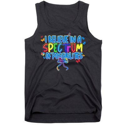 I Believe In A Spectrum Of Possibilities Retro Autism Bow Tank Top