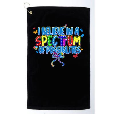 I Believe In A Spectrum Of Possibilities Retro Autism Bow Golf Towel