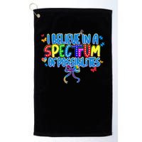I Believe In A Spectrum Of Possibilities Retro Autism Bow Golf Towel