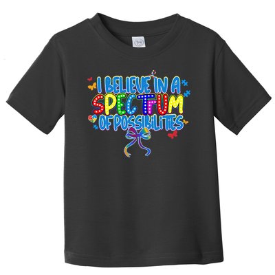 I Believe In A Spectrum Of Possibilities Retro Autism Bow Toddler T-Shirt
